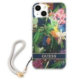 Guess Flower Strap dėklas iPhone 13 - mėlynas