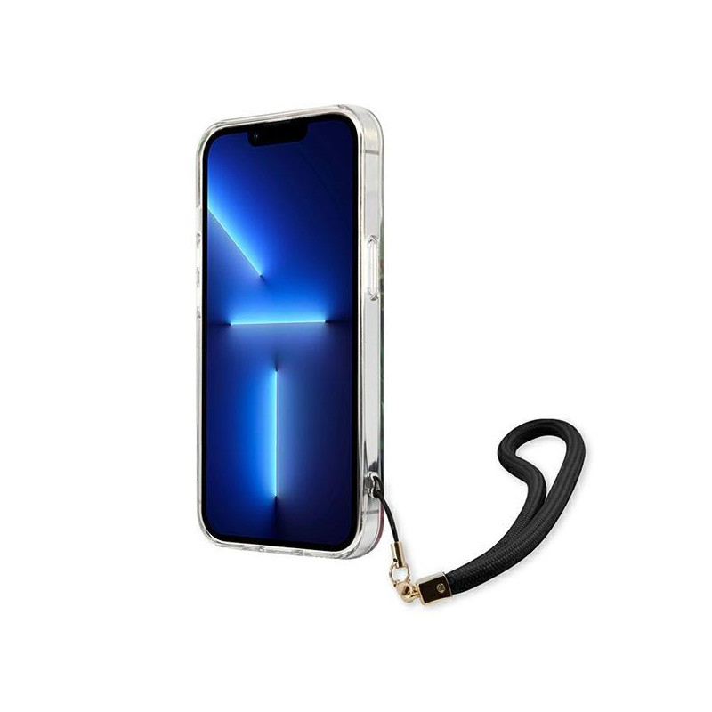 Guess Flower Strap dėklas iPhone 13 - mėlynas