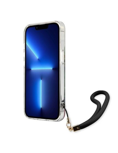 Guess Flower Strap dėklas iPhone 13 - mėlynas Guess Flower Strap dėklas iPhone 13 - mėlynas