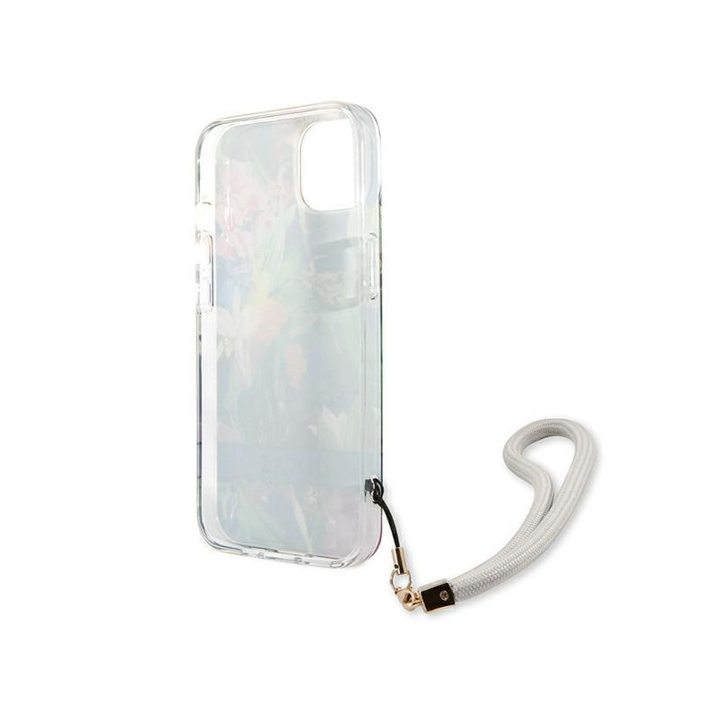Guess Flower Strap dėklas iPhone 13 - mėlynas