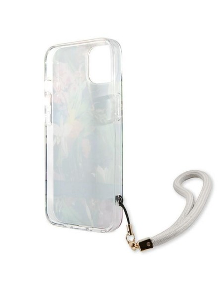 Guess Flower Strap dėklas iPhone 13 - mėlynas Guess Flower Strap dėklas iPhone 13 - mėlynas