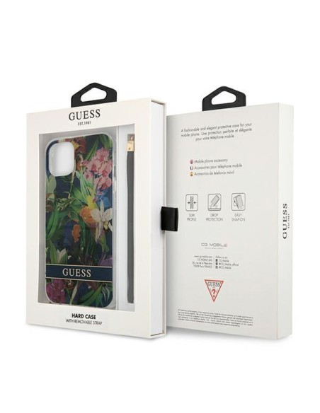 Guess Flower Strap dėklas iPhone 13 - mėlynas Guess Flower Strap dėklas iPhone 13 - mėlynas