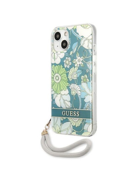 Guess Flower Strap dėklas iPhone 13 - žalias Guess Flower Strap dėklas iPhone 13 - žalias