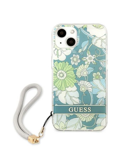 Guess Flower Strap dėklas iPhone 13 - žalias Guess Flower Strap dėklas iPhone 13 - žalias