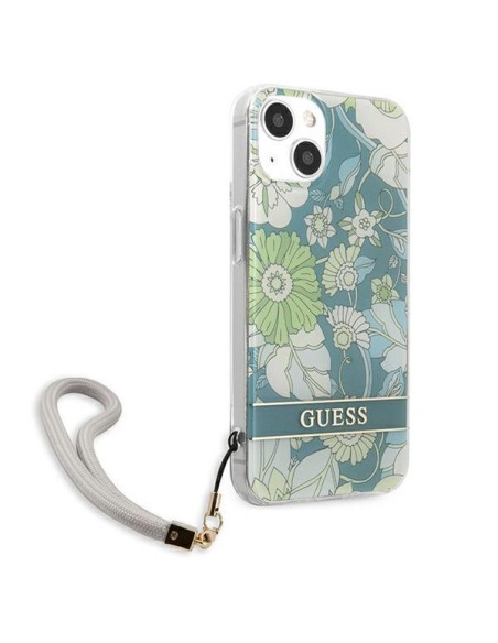 Guess Flower Strap dėklas iPhone 13 - žalias Guess Flower Strap dėklas iPhone 13 - žalias