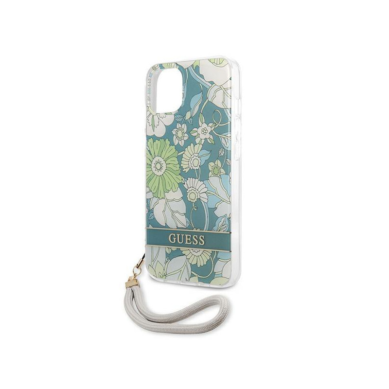 Guess Flower Strap dėklas iPhone 13 - žalias