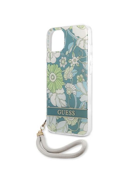 Guess Flower Strap dėklas iPhone 13 - žalias Guess Flower Strap dėklas iPhone 13 - žalias