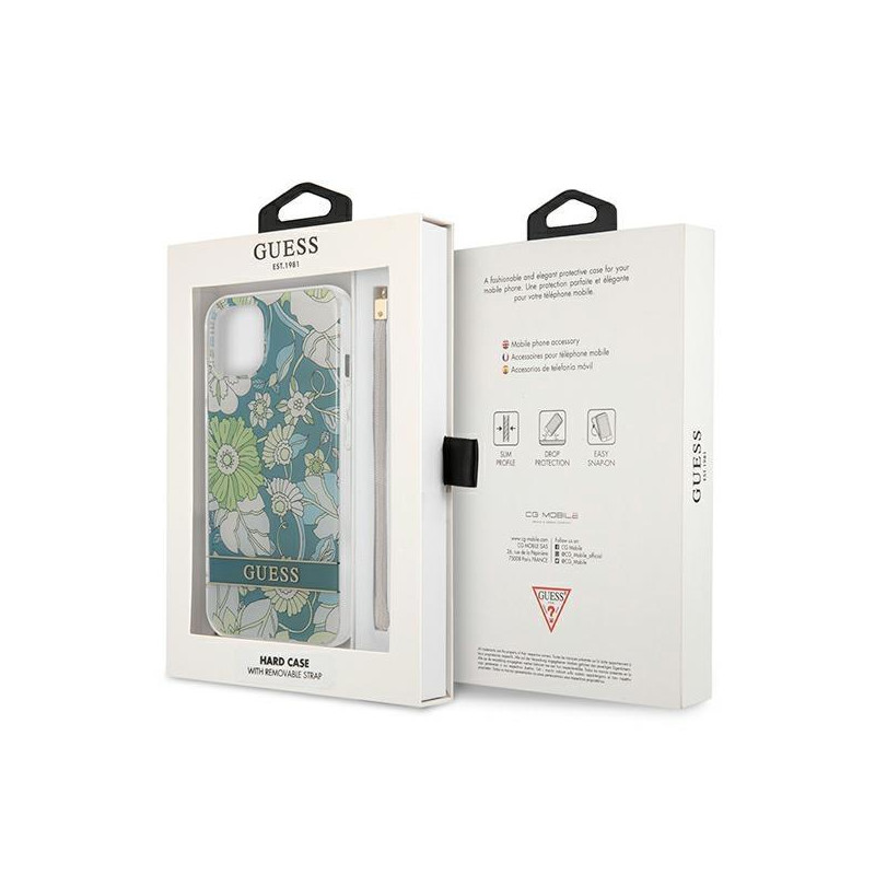 Guess Flower Strap dėklas iPhone 13 - žalias
