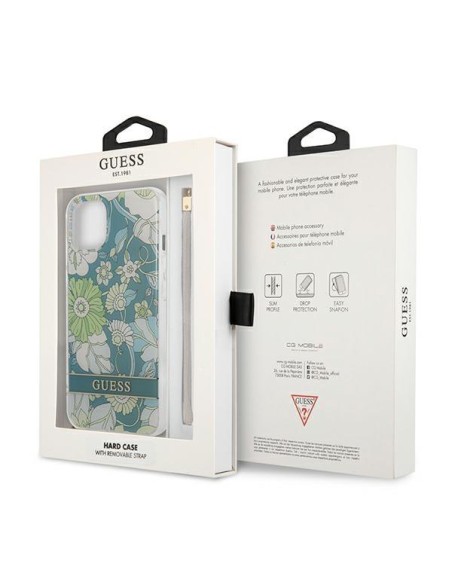 Guess Flower Strap dėklas iPhone 13 - žalias Guess Flower Strap dėklas iPhone 13 - žalias