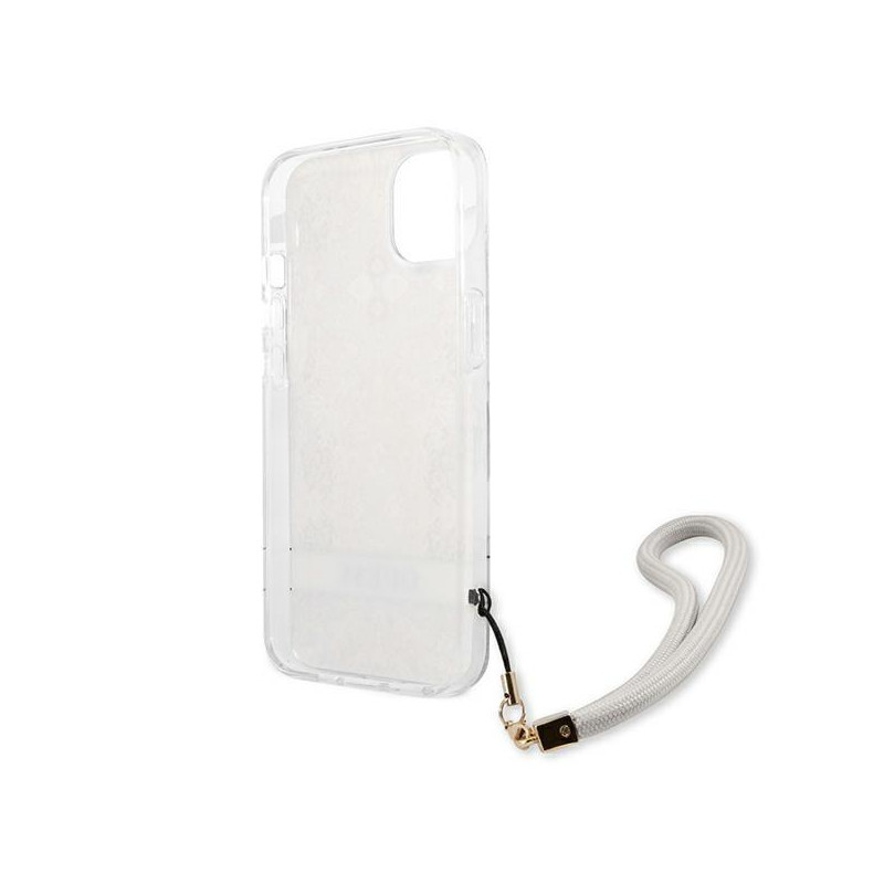 Guess Flower Strap dėklas iPhone 13 mini - auksinis