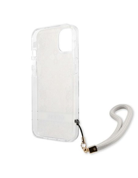 Guess Flower Strap dėklas iPhone 13 mini - auksinis Guess Flower Strap dėklas iPhone 13 mini - auksinis