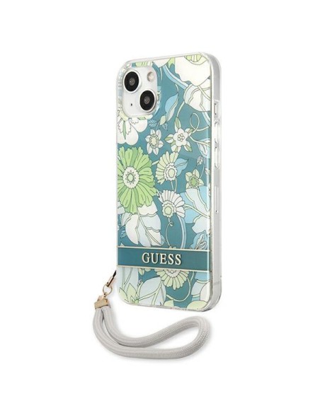 Guess Flower Strap dėklas iPhone 13 mini - žalias
