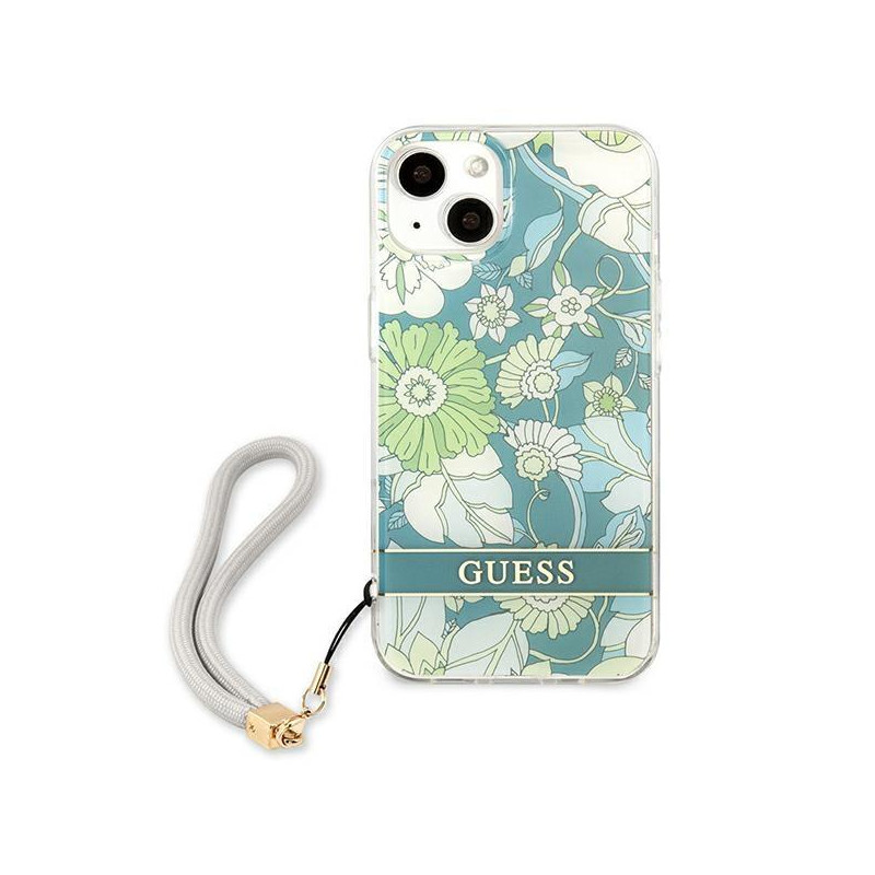 Guess Flower Strap dėklas iPhone 13 mini - žalias