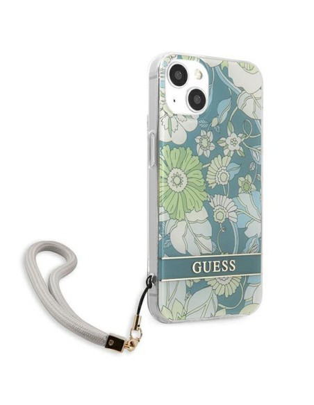Guess Flower Strap dėklas iPhone 13 mini - žalias