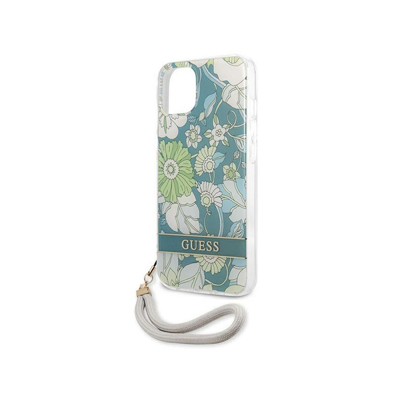 Guess Flower Strap dėklas iPhone 13 mini - žalias