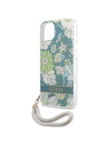 Guess Flower Strap dėklas iPhone 13 mini - žalias