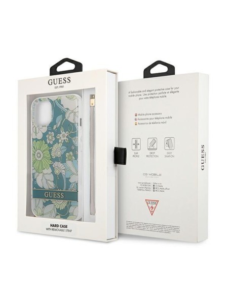Guess Flower Strap dėklas iPhone 13 mini - žalias