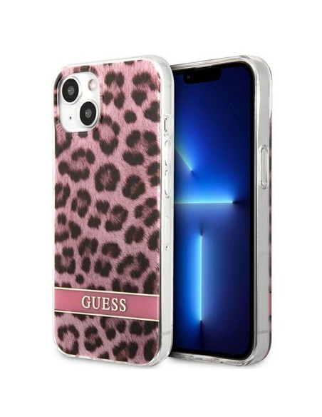Guess Leopard dėklas iPhone 13 mini - rožinis Guess Leopard dėklas iPhone 13 mini - rožinis