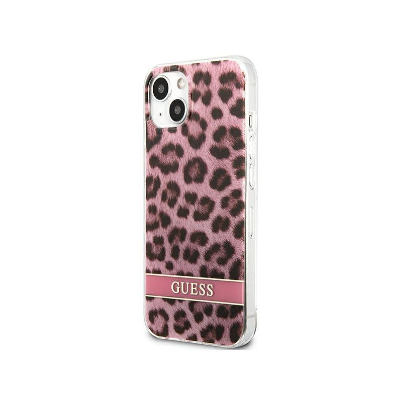 Guess Leopard dėklas iPhone 13 mini - rožinis