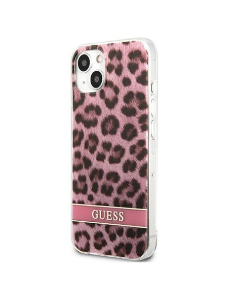 Guess Leopard dėklas iPhone 13 mini - rožinis Guess Leopard dėklas iPhone 13 mini - rožinis