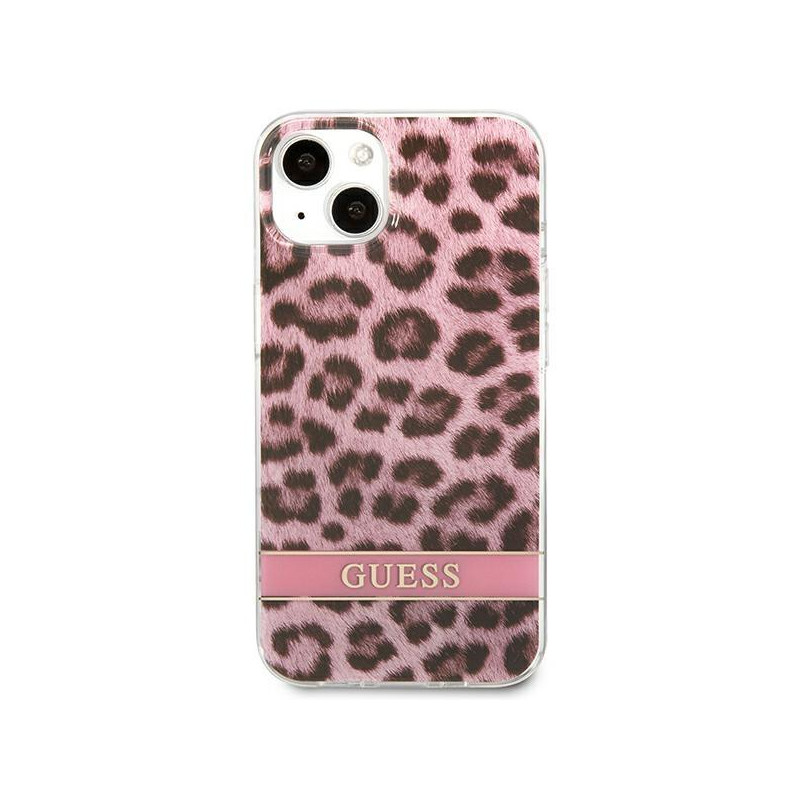 Guess Leopard dėklas iPhone 13 mini - rožinis