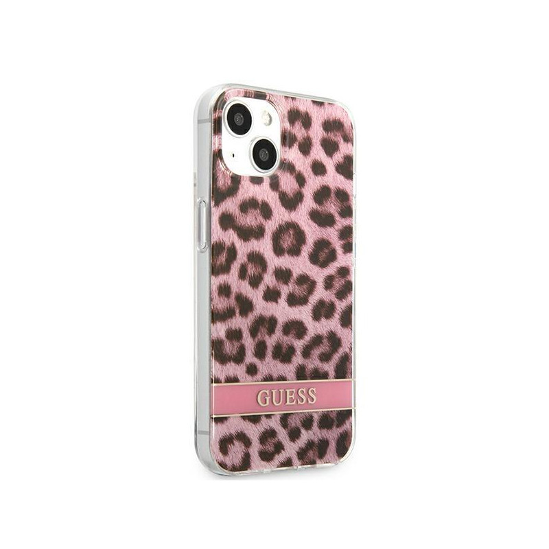 Guess Leopard dėklas iPhone 13 mini - rožinis