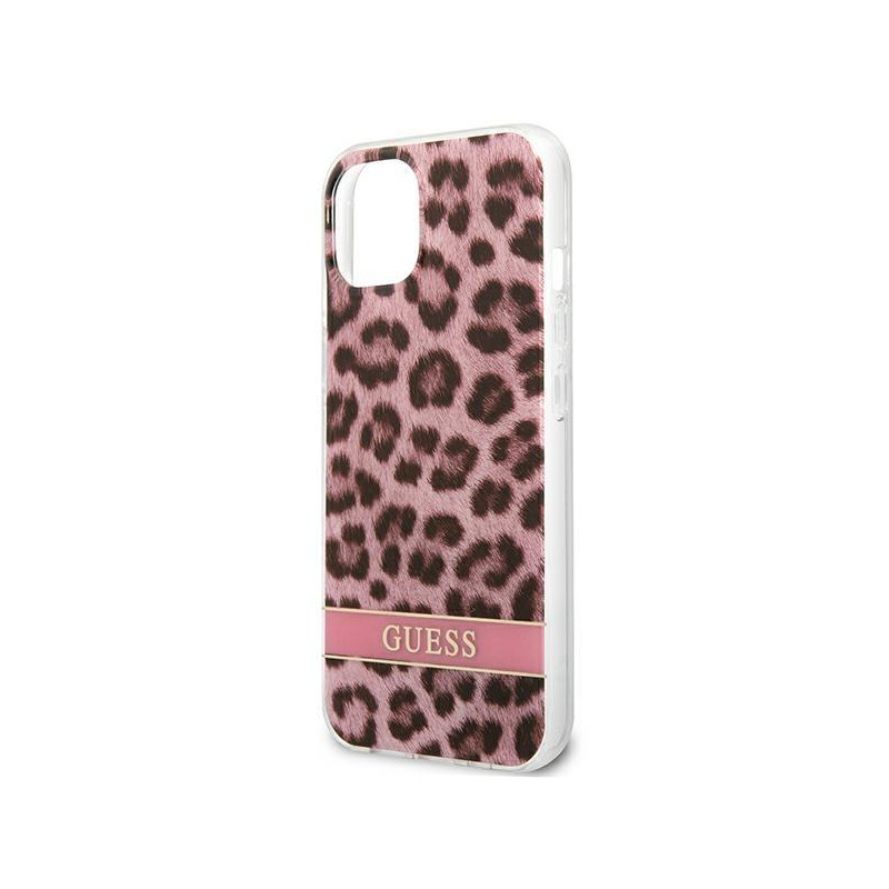 Guess Leopard dėklas iPhone 13 mini - rožinis