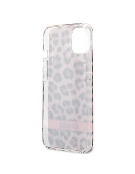 Guess Leopard dėklas iPhone 13 mini - rožinis Guess Leopard dėklas iPhone 13 mini - rožinis