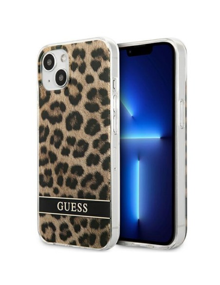 Guess Leopard dėklas iPhone 13 mini - rudas Guess Leopard dėklas iPhone 13 mini - rudas