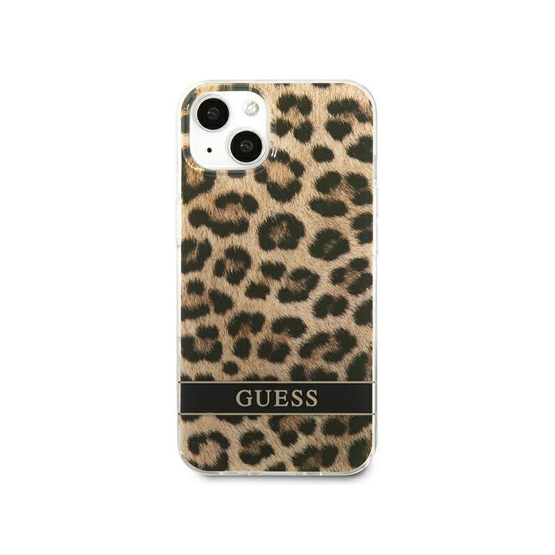 Guess Leopard dėklas iPhone 13 mini - rudas