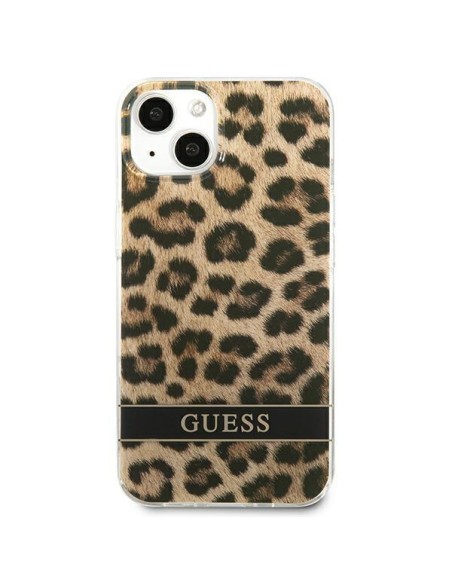 Guess Leopard dėklas iPhone 13 mini - rudas Guess Leopard dėklas iPhone 13 mini - rudas