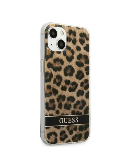 Guess Leopard dėklas iPhone 13 mini - rudas Guess Leopard dėklas iPhone 13 mini - rudas