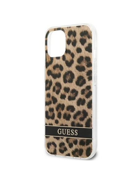 Guess Leopard dėklas iPhone 13 mini - rudas Guess Leopard dėklas iPhone 13 mini - rudas