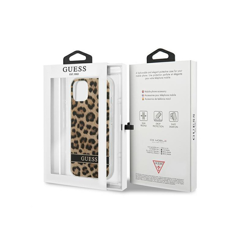 Guess Leopard dėklas iPhone 13 mini - rudas