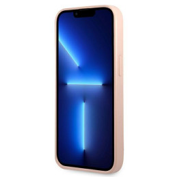 Guess Saffiano Triangle Logo dėklas iPhone 13 mini - rožinis