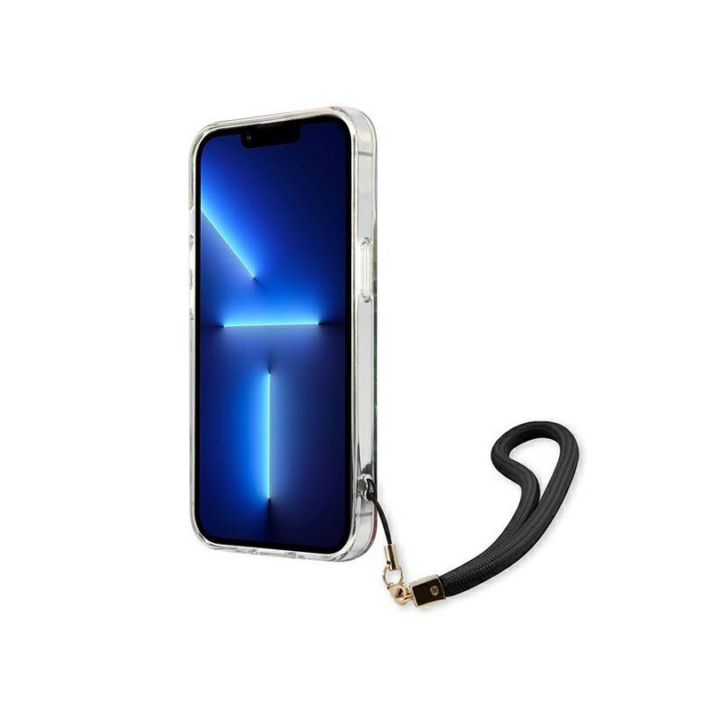 Guess Flower Strap dėklas, skirtas iPhone 13 Pro Max - mėlynas