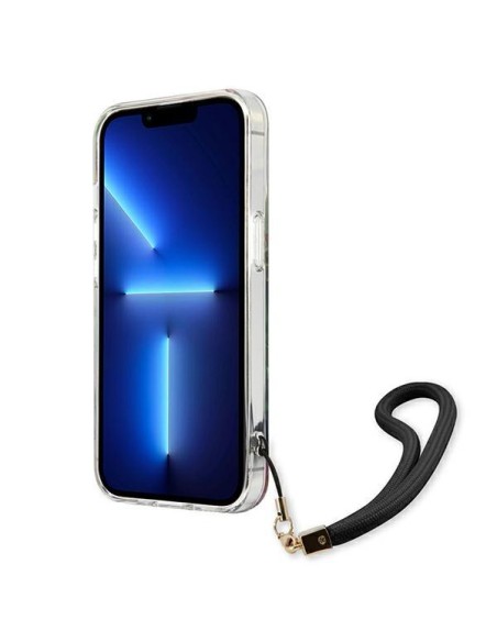 Guess Flower Strap dėklas, skirtas iPhone 13 Pro Max - mėlynas Guess Flower Strap dėklas, skirtas iPhone 13 Pro Max - mėlynas