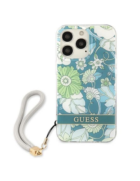 Guess Flower Strap dėklas, skirtas iPhone 13 Pro Max - žalias Guess Flower Strap dėklas, skirtas iPhone 13 Pro Max - žalias