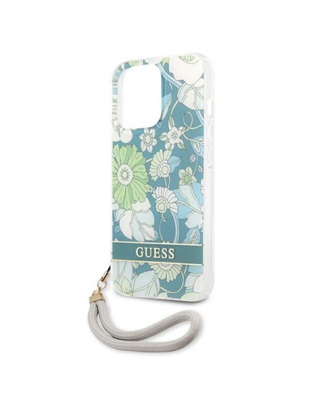 Guess Flower Strap dėklas, skirtas iPhone 13 Pro Max - žalias Guess Flower Strap dėklas, skirtas iPhone 13 Pro Max - žalias