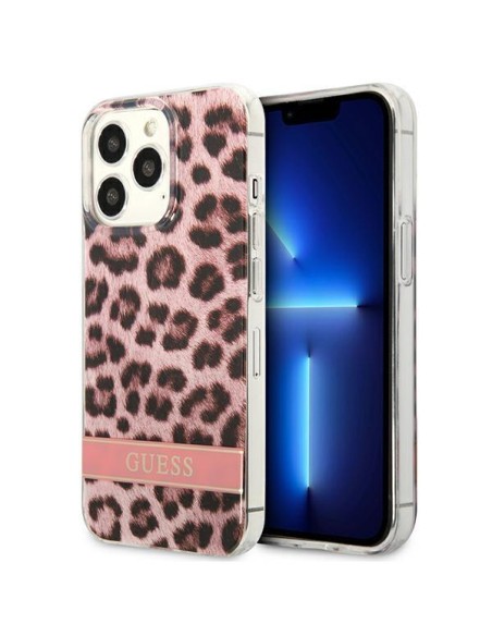Guess Leopard dėklas iPhone 13 Pro Max - rožinis Guess Leopard dėklas iPhone 13 Pro Max - rožinis