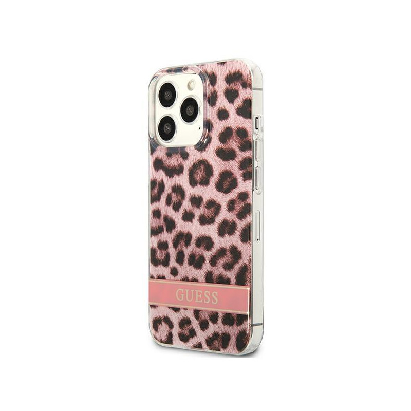 Guess Leopard dėklas iPhone 13 Pro Max - rožinis