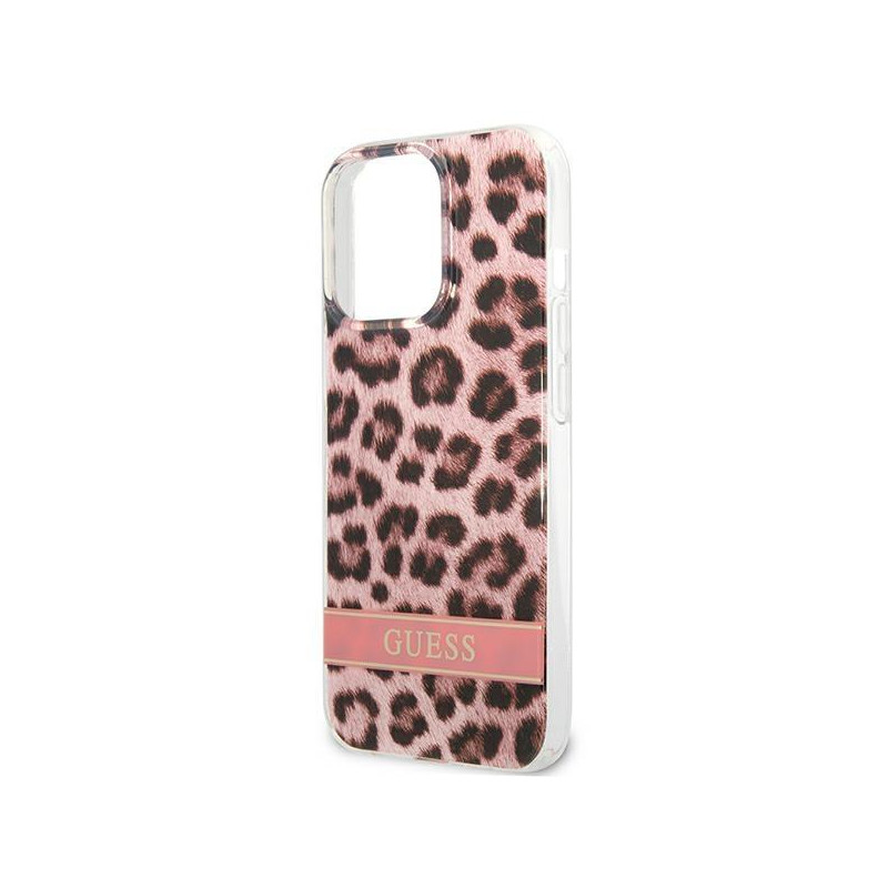 Guess Leopard dėklas iPhone 13 Pro Max - rožinis