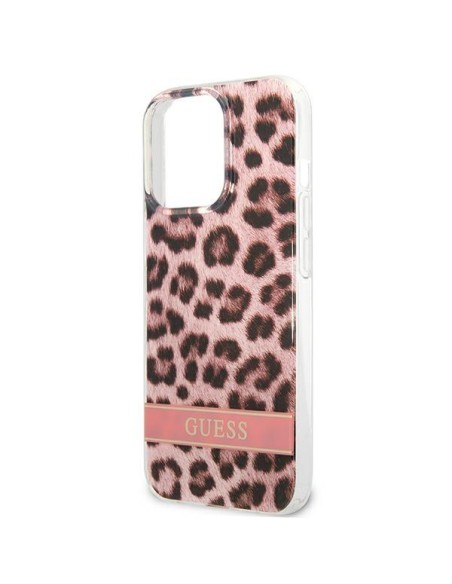 Guess Leopard dėklas iPhone 13 Pro Max - rožinis Guess Leopard dėklas iPhone 13 Pro Max - rožinis