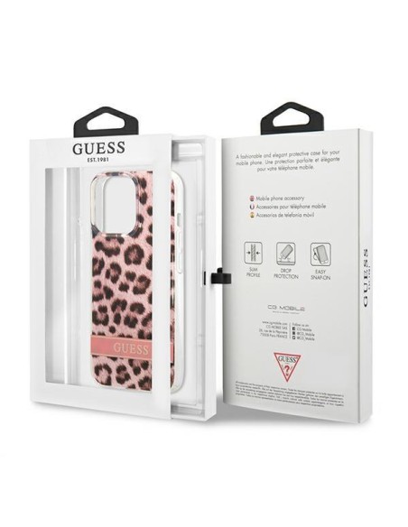 Guess Leopard dėklas iPhone 13 Pro Max - rožinis Guess Leopard dėklas iPhone 13 Pro Max - rožinis