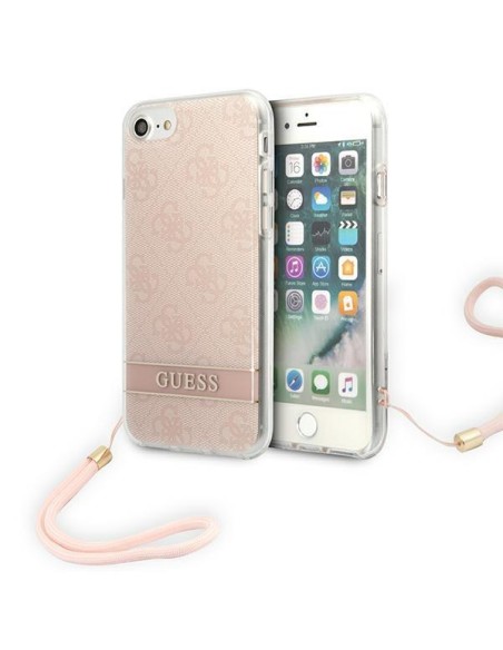 Guess 4G Print Strap dėklas, skirtas iPhone SE 2022 / SE 2020 / 7 / 8 - rožinė Guess 4G Print Strap dėklas, skirtas iPhone SE 2022 / SE 2020 / 7 / 8 - rožinė