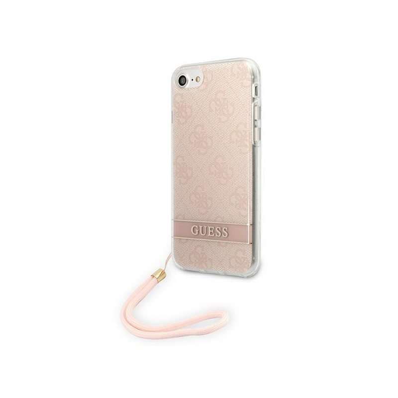 Guess 4G Print Strap dėklas, skirtas iPhone SE 2022 / SE 2020 / 7 / 8 - rožinė