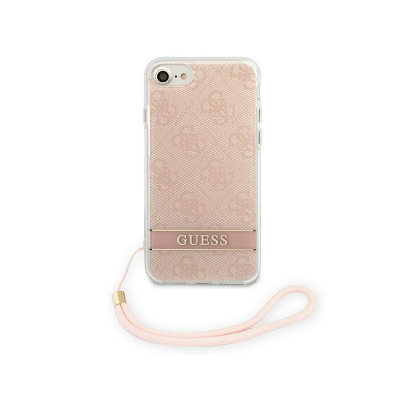 Guess 4G Print Strap dėklas, skirtas iPhone SE 2022 / SE 2020 / 7 / 8 - rožinė