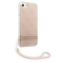 Guess 4G Print Strap dėklas, skirtas iPhone SE 2022 / SE 2020 / 7 / 8 - rožinė