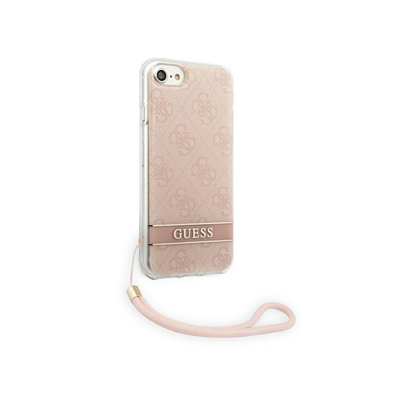 Guess 4G Print Strap dėklas, skirtas iPhone SE 2022 / SE 2020 / 7 / 8 - rožinė