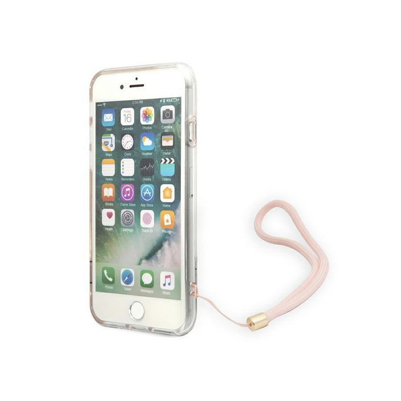 Guess 4G Print Strap dėklas, skirtas iPhone SE 2022 / SE 2020 / 7 / 8 - rožinė